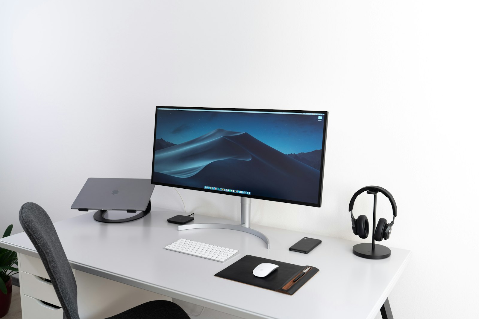 A clean desk set up for building websites
