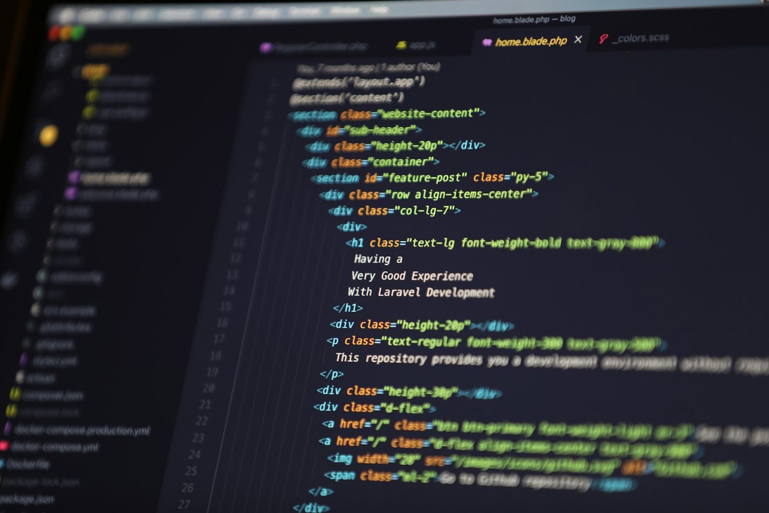 Website code open in an editor