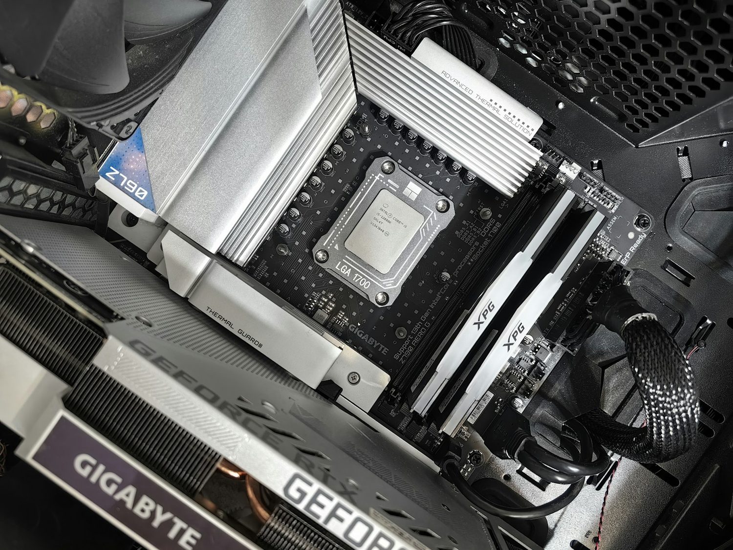 A graphics card and memory fitted inside a PC